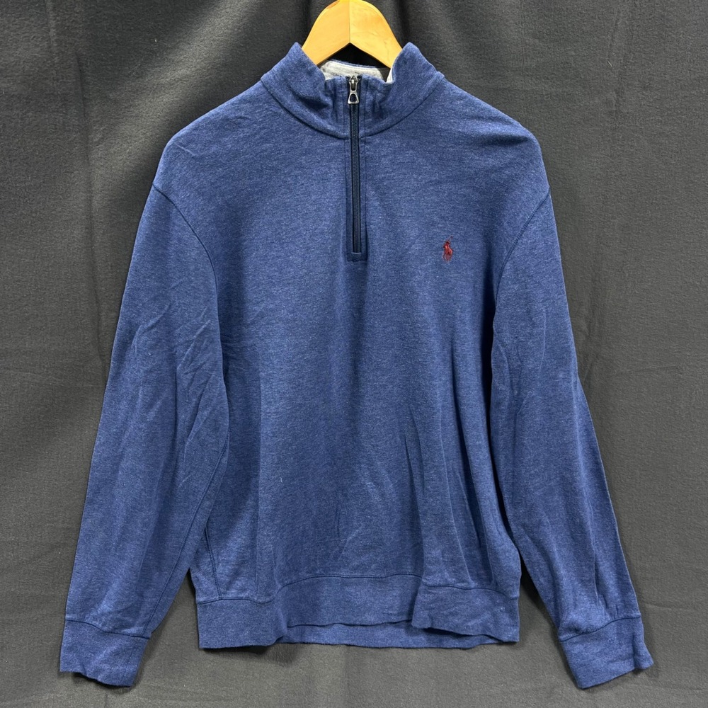 Polo Ralph Lauren Jacket Mens M Blue Performance 1/4 Zip Pullover Sweater Golf